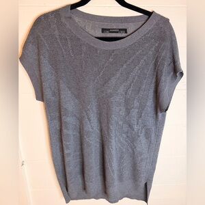 AllSaints Charcoal Textured Short-Sleeved Knit Sweater